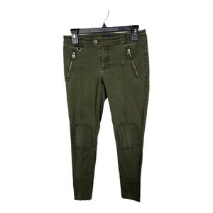 MARTIN+OSA Women Olive‎ Green Corduroy Moto Pants Size 2 Zip Pockets Knee Detail